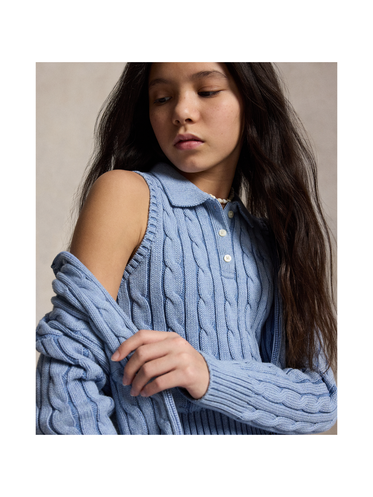 Детские рубашки Ralph Lauren Cable-Knit Cotton Sleeveless Polo Shirt — фото 2