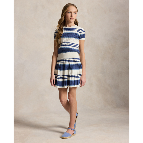 Zopfmuster-Baumwollpullover und Rock