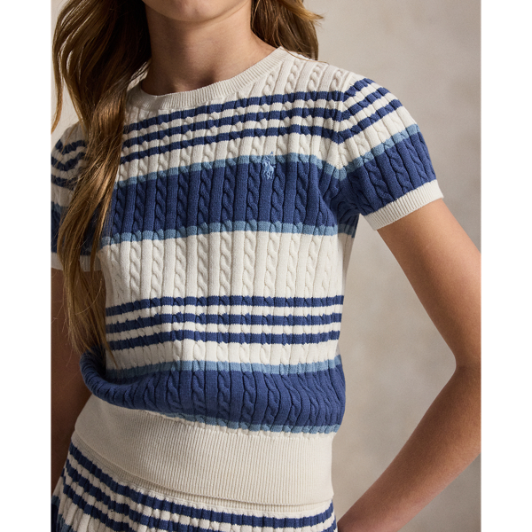 Zopfmuster-Baumwollpullover und Rock