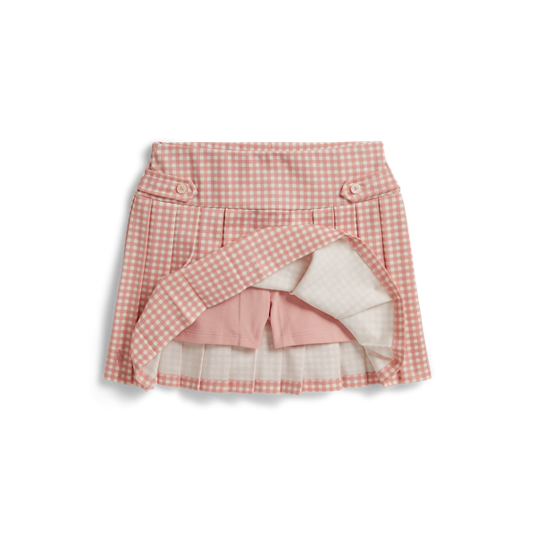 Gingham Pleated Ponte Skort Girls 7-14 Years in Baby Gingham Dusty Pink 3