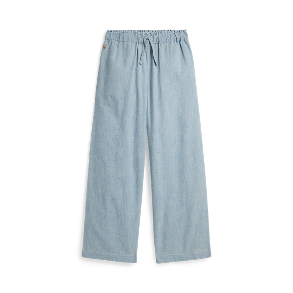 Indigo-Chambray-Hose mit weitem Bein