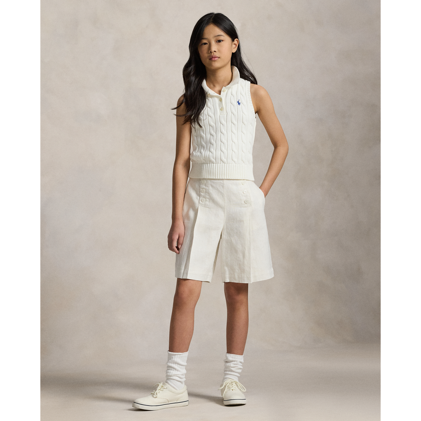 Шорты Ralph Lauren Linen Pleated Short, цвет: Состаренный кремовый — фото 4