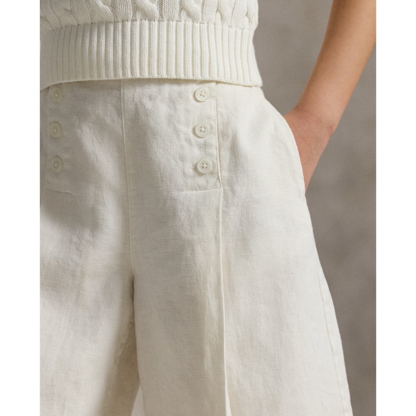 Шорты Ralph Lauren Linen Pleated Short, цвет: Состаренный кремовый — фото 3