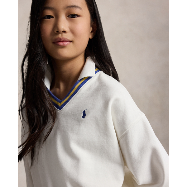 Sweat de cricket en coton &eacute;ponge Girls 7-14 Years en Blanc moussaillon 5