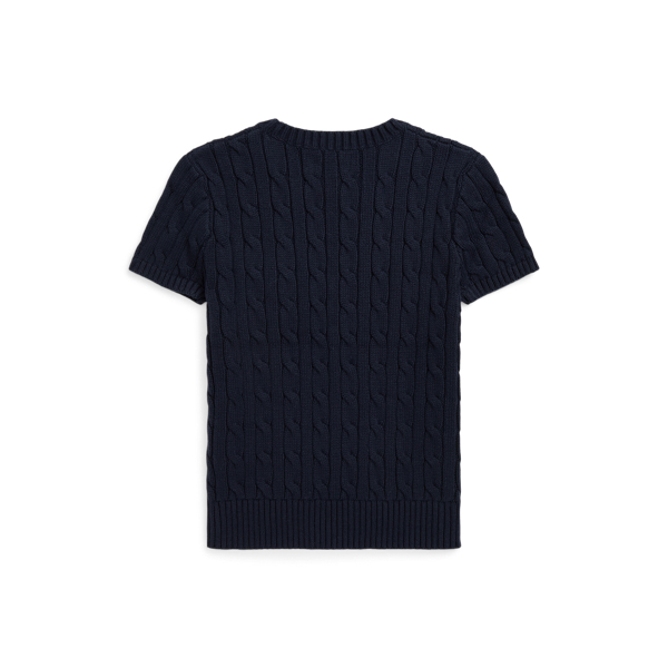RL Navy / Nevis Cable-Knit Cotton Short-Sleeve Sweater Girls 7-14 Years 2