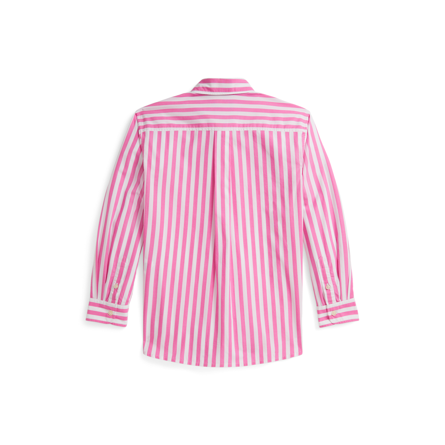 Детская рубашка Ralph Lauren Striped Cotton Poplin Boxy, цвет: Пустынный розовый / Белый — фото 1