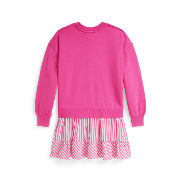 College Pink Striped-Skirt Loopback Fleece Dress Girls 7-16 2