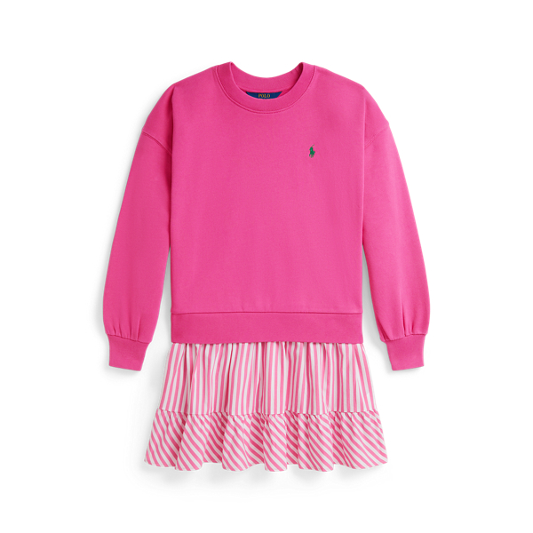 (取寄) ラルフローレン キッズ レディース ストライプド ループバック フリース ドレス アンド ブルーマー (インファント) Polo Ralph Lauren Kids women Striped Loopback Fleece Dress & Bloomer (infant) Racing Yellow Striped-Skirt Loopback Fleece Dress