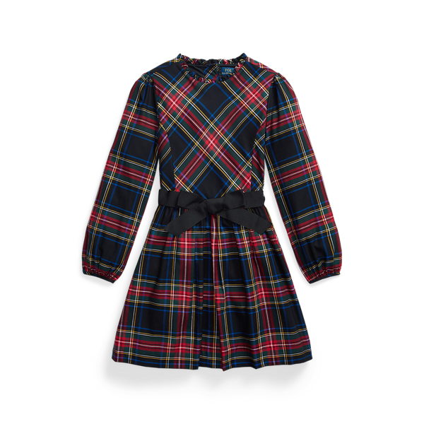 Long Sleeve Tartan Cotton Dress