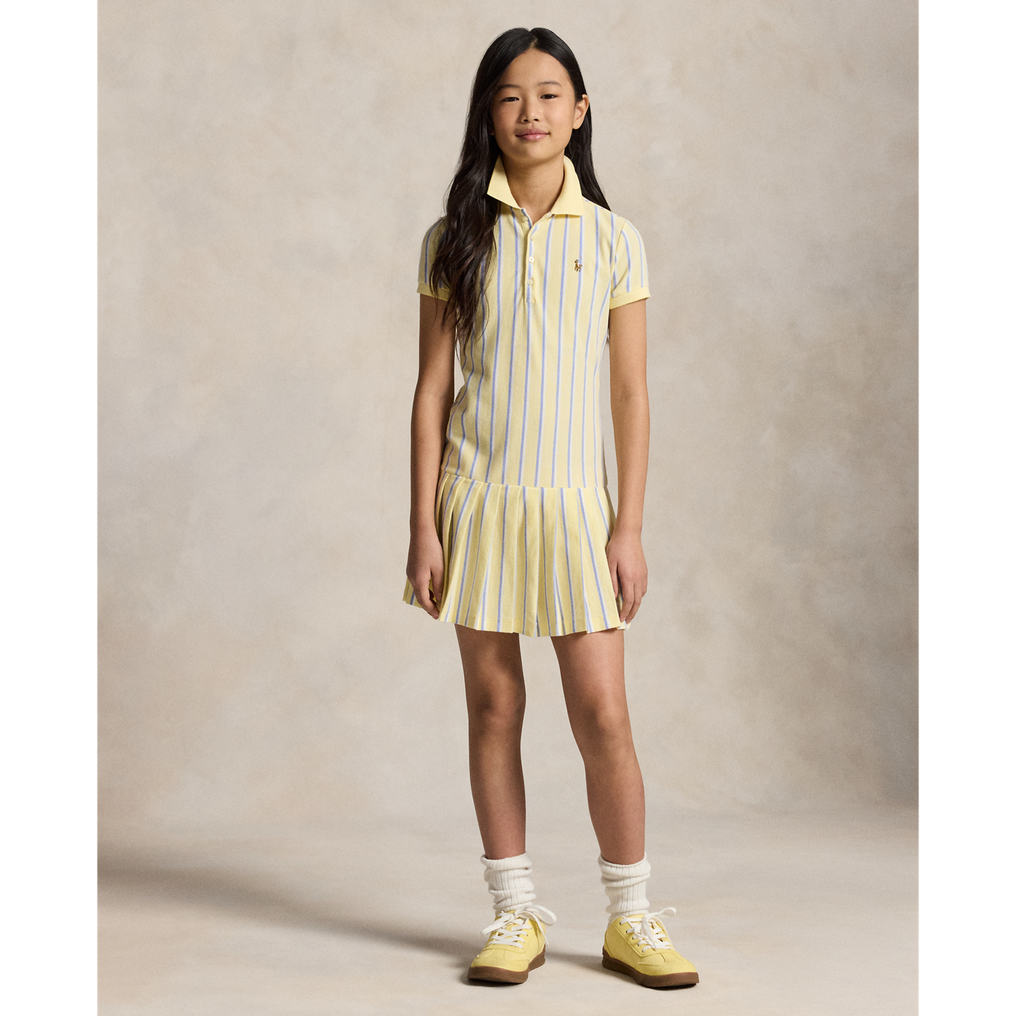 Детское платье Ralph Lauren Striped Oxford Mesh Polo, цвет: Жёлтый разноцветный — фото 4