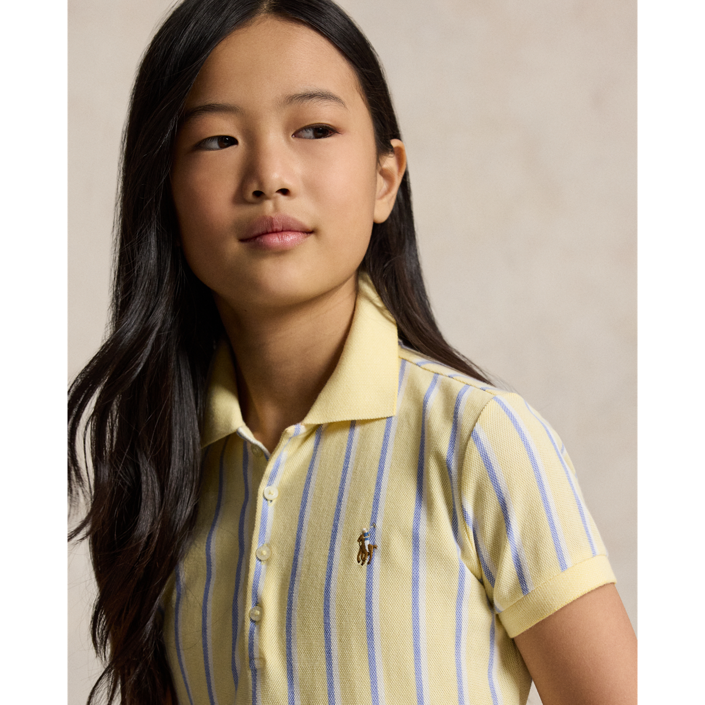 Детское платье Ralph Lauren Striped Oxford Mesh Polo, цвет: Жёлтый разноцветный — фото 3