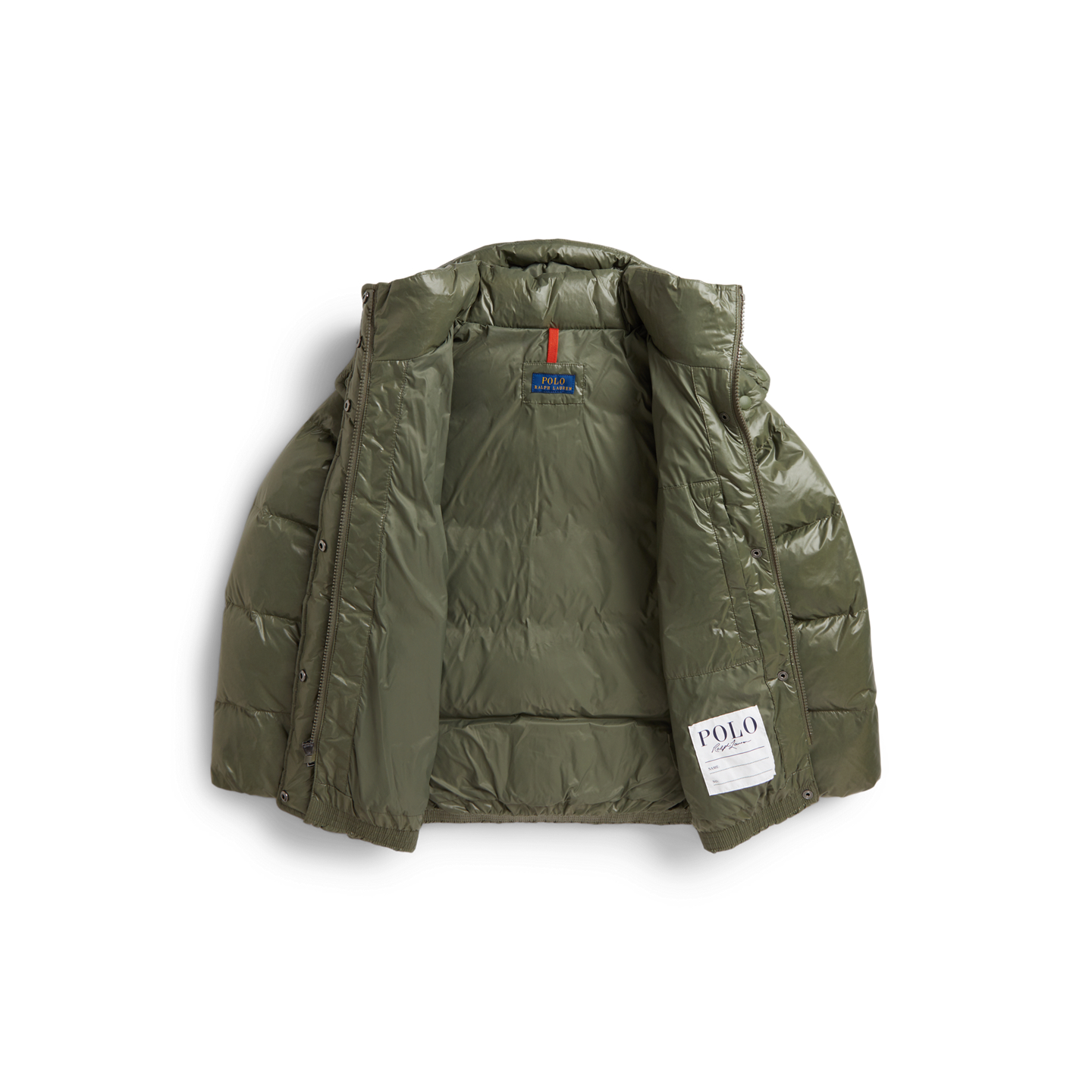 Детская куртка Ralph Lauren Glossy Down Hooded, цвет: Оливковый — фото 6