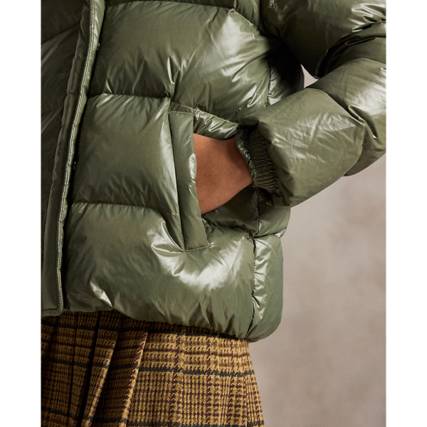 Cruise Olive Glossy Down Hooded Jacket Girls 7-16 6