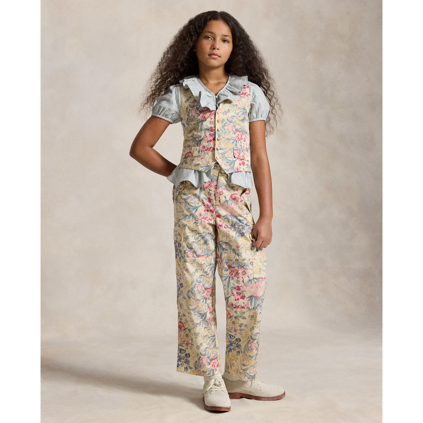 Детские брюки Ralph Lauren Floral Canvas Wide-Leg Cargo, цвет: С принтом — фото 4