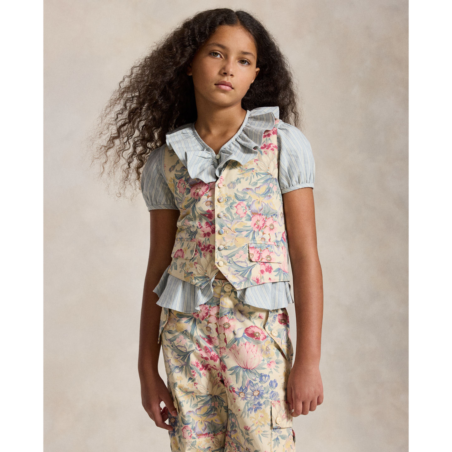 Детский жилет Ralph Lauren Floral-Print Cotton Canvas, цвет: С принтом — фото 4
