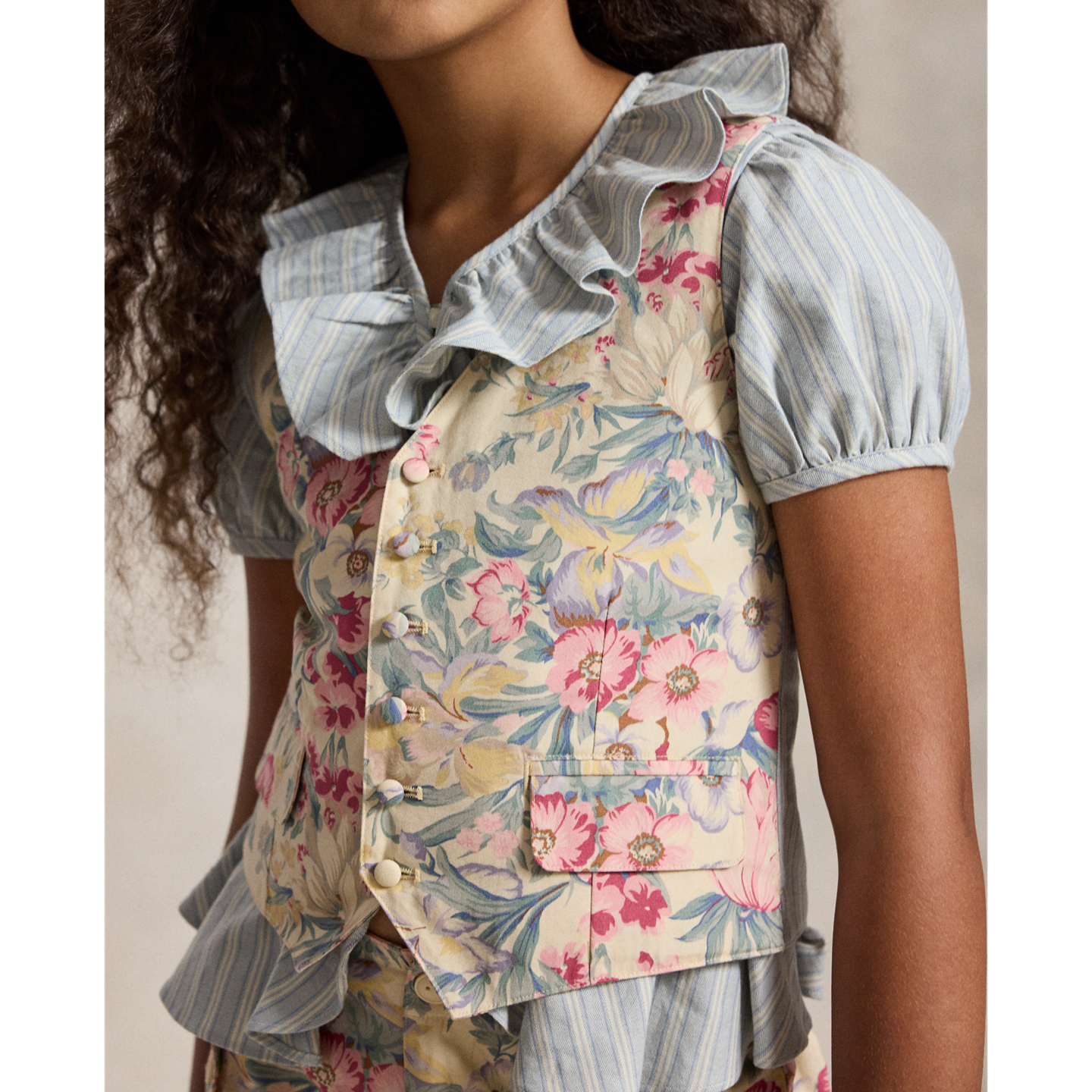 Детский жилет Ralph Lauren Floral-Print Cotton Canvas, цвет: С принтом — фото 3
