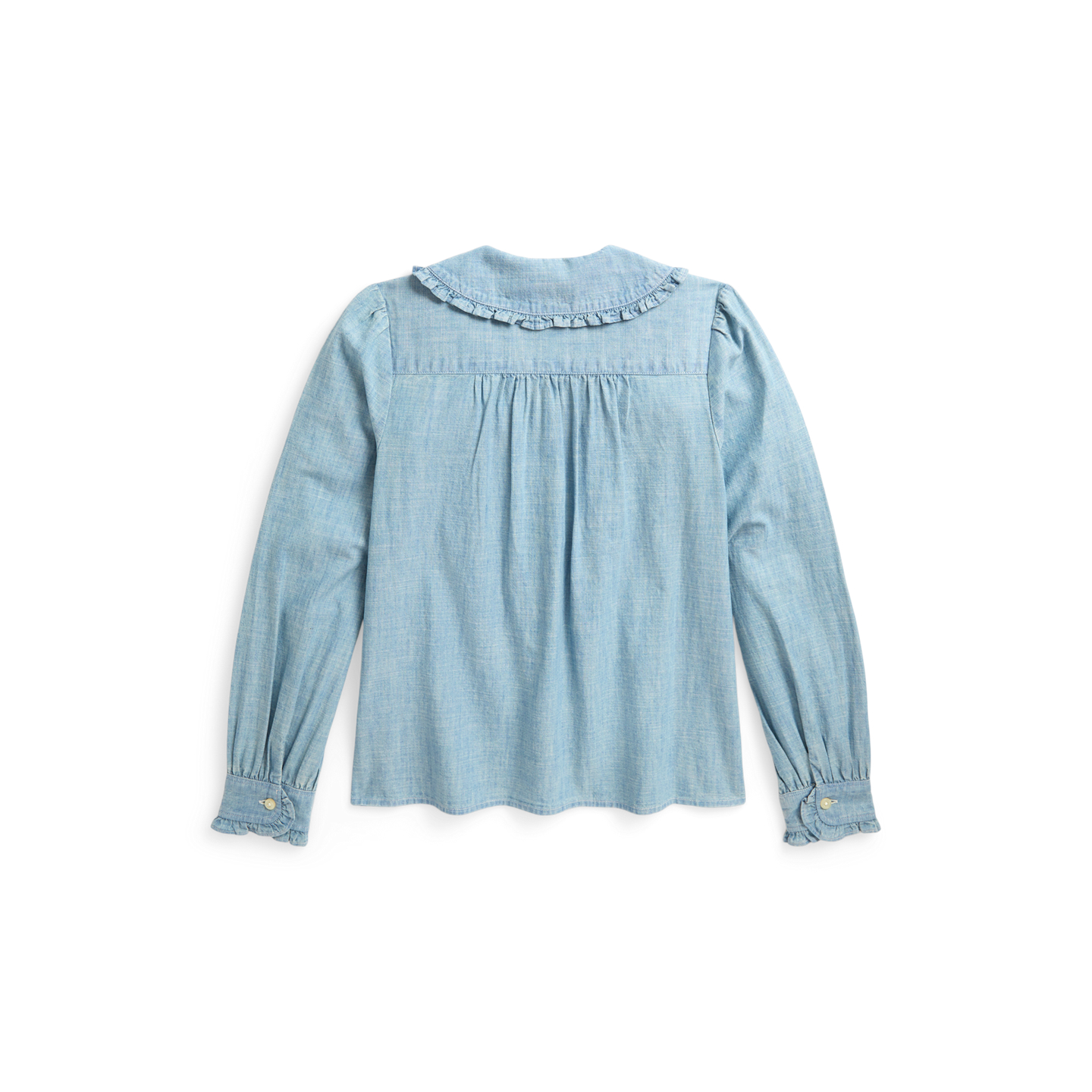Детский топ Ralph Lauren Cotton Chambray Ruffled, цвет: Средняя варка — фото 1