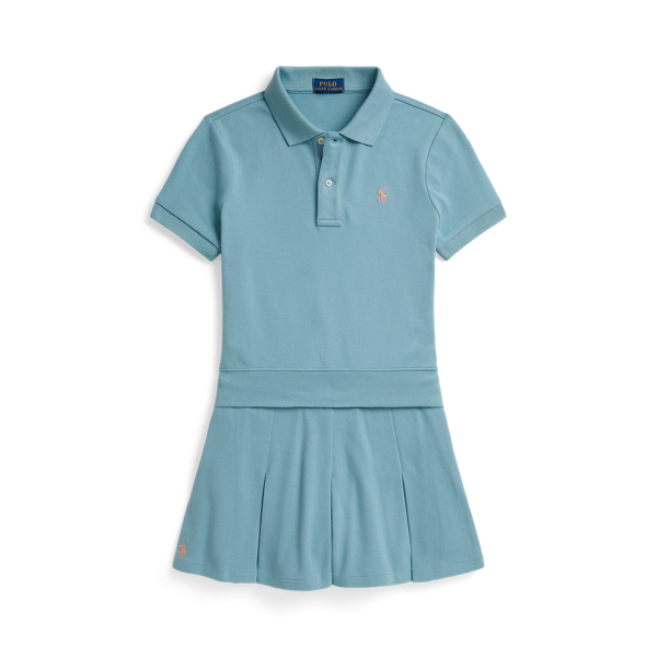 Cassidy Blue Stretch Mesh Boxy Polo Shirt & Skort Girls 7-16 1