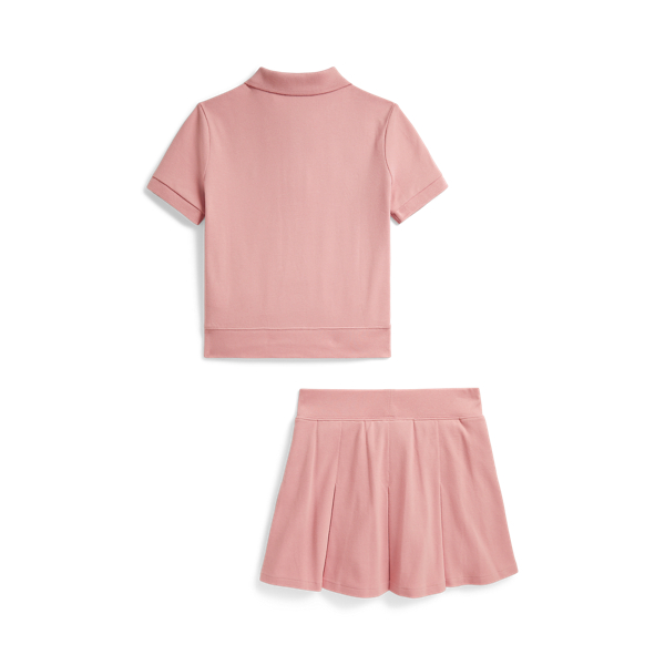 Adirondack Rose Stretch Mesh Boxy Polo Shirt & Skort Girls 7-14 Years 2
