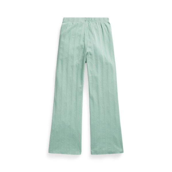 Faded Mint Pointelle-Knit Wide-Leg Cotton Pant Girls 7-16 2