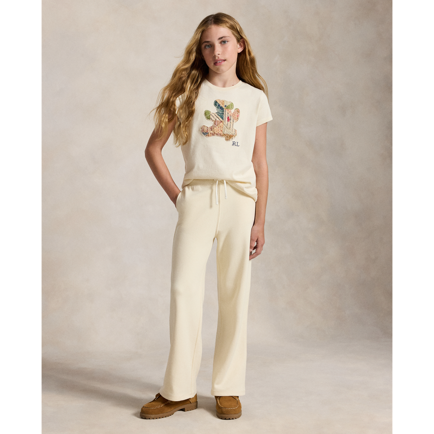 Детская футболка Ralph Lauren Patchwork Polo Bear Cotton Jersey, цвет: Кремовый — фото 2