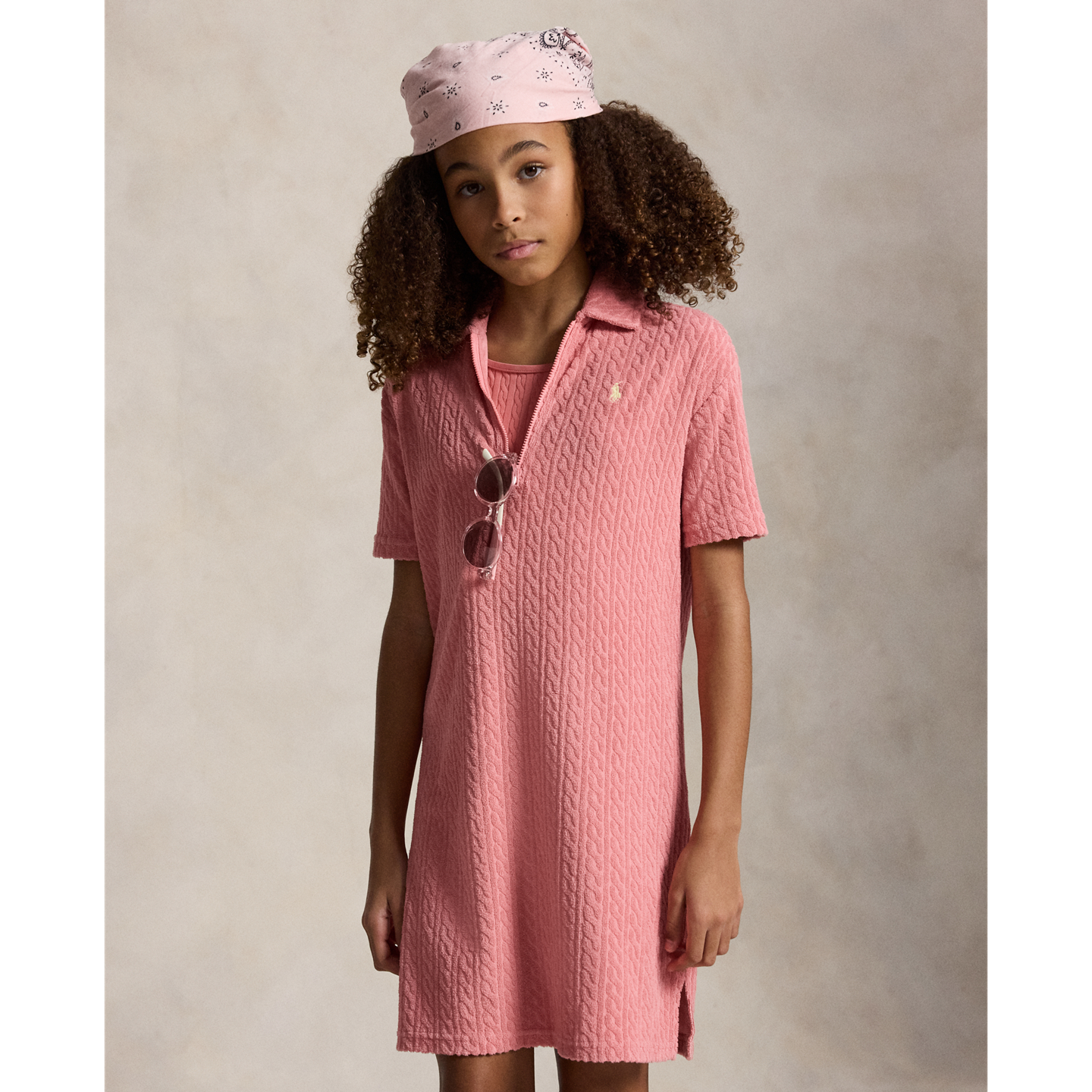 Пляжная накидка для детей, махра, вязка косами — Ralph Lauren, цвет: Пустынный розовый — фото 2