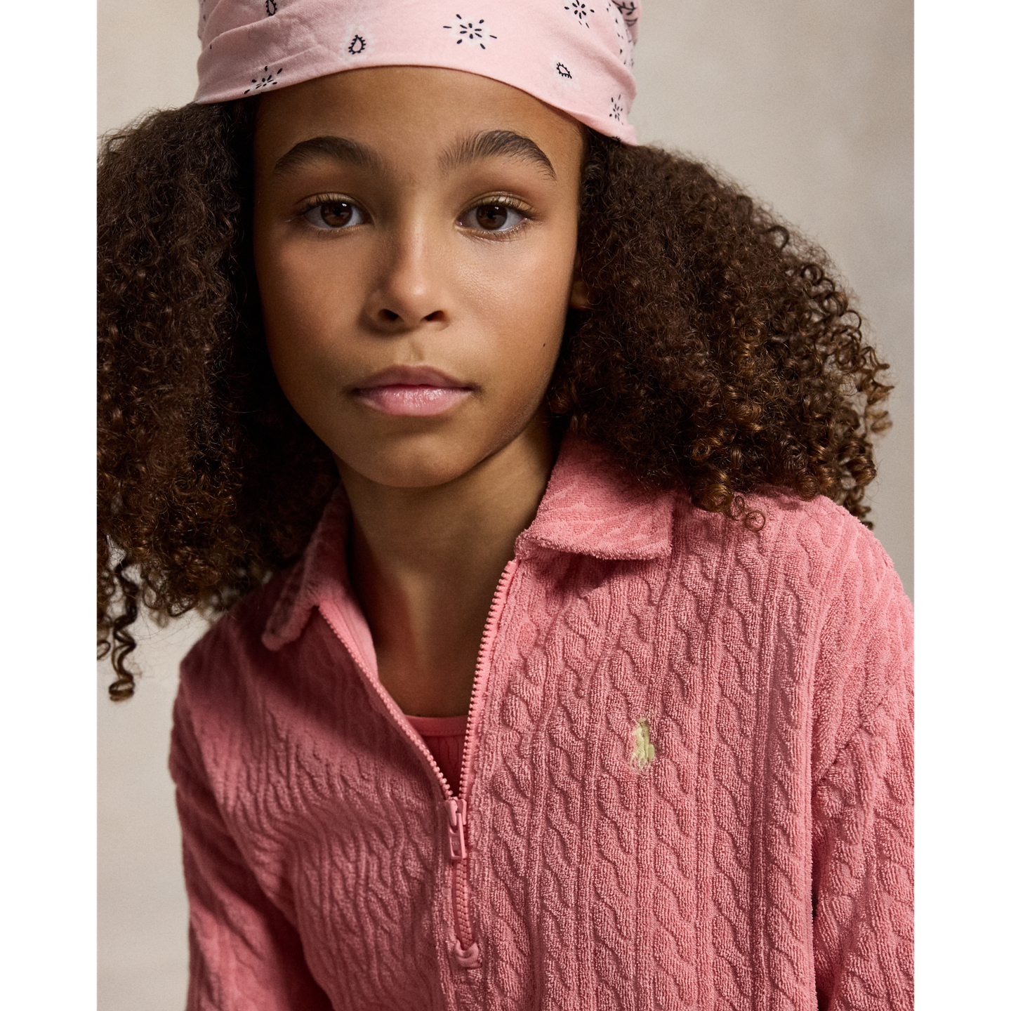 Пляжная накидка для детей, махра, вязка косами — Ralph Lauren, цвет: Пустынный розовый — фото 3
