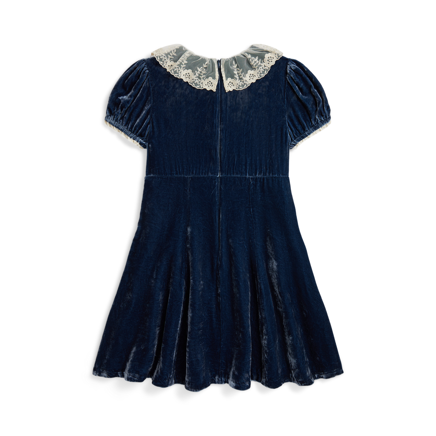 Детское платье Ralph Lauren Lace-Trim Velvet, цвет: Синий — фото 1
