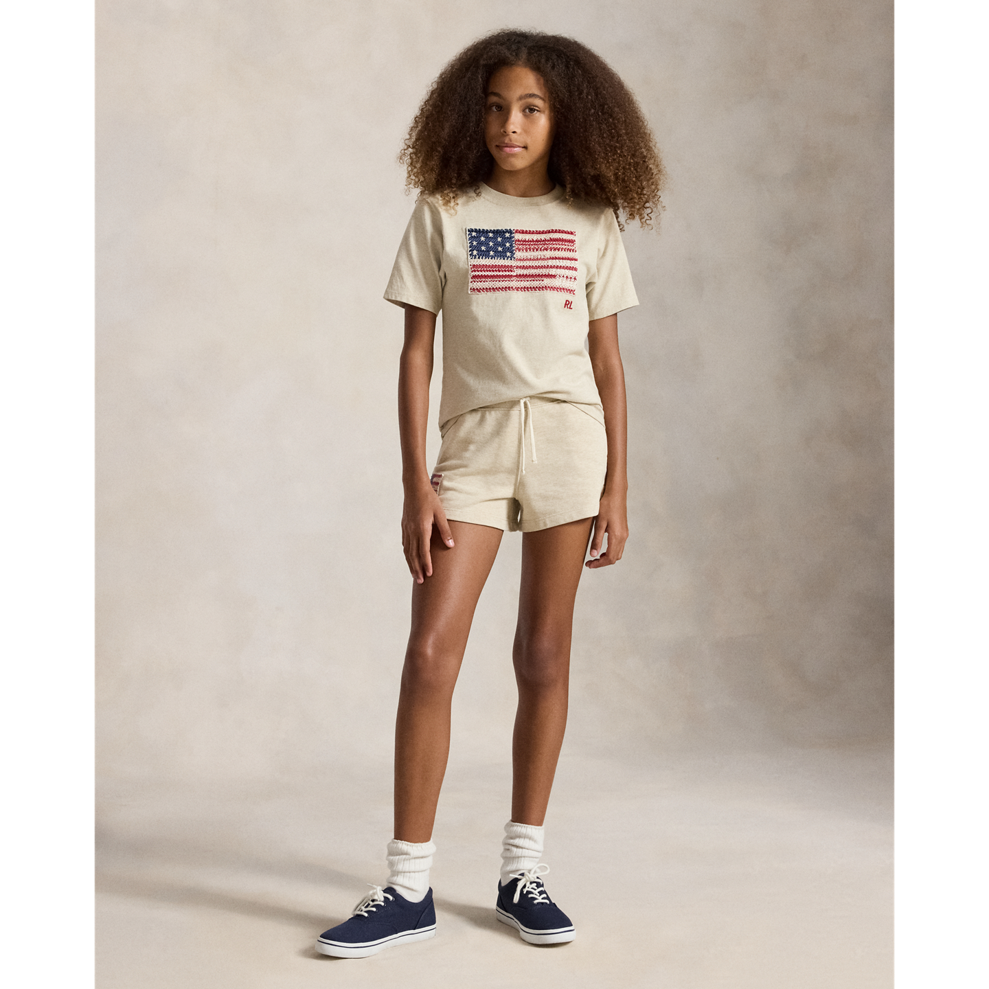 Шорты Ralph Lauren Flag Terry Short, цвет: Дюнный меланжевый — фото 4