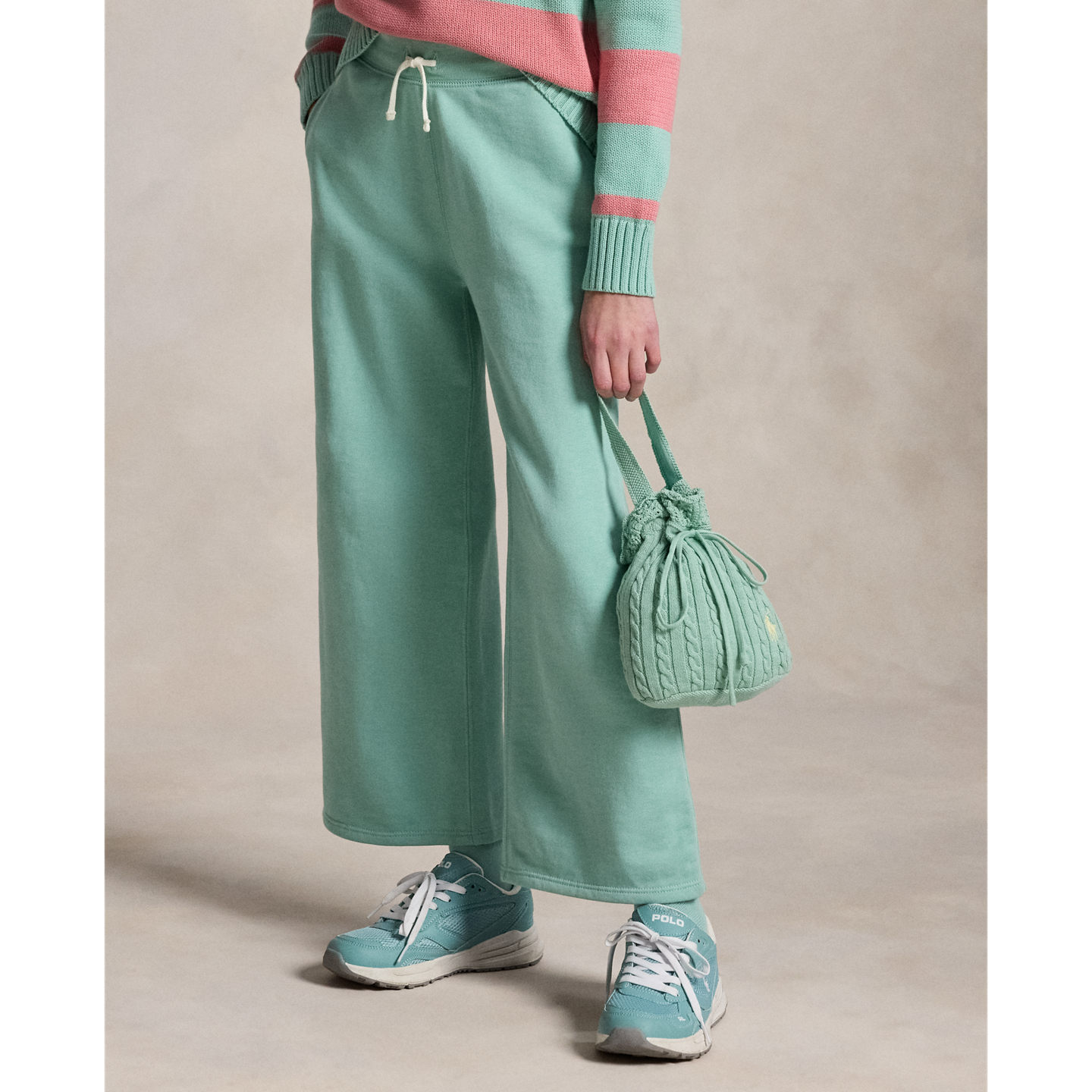 Детская сумка Ralph Lauren Mini-Cable Drawstring Bucket, цвет: Celadon — фото 4