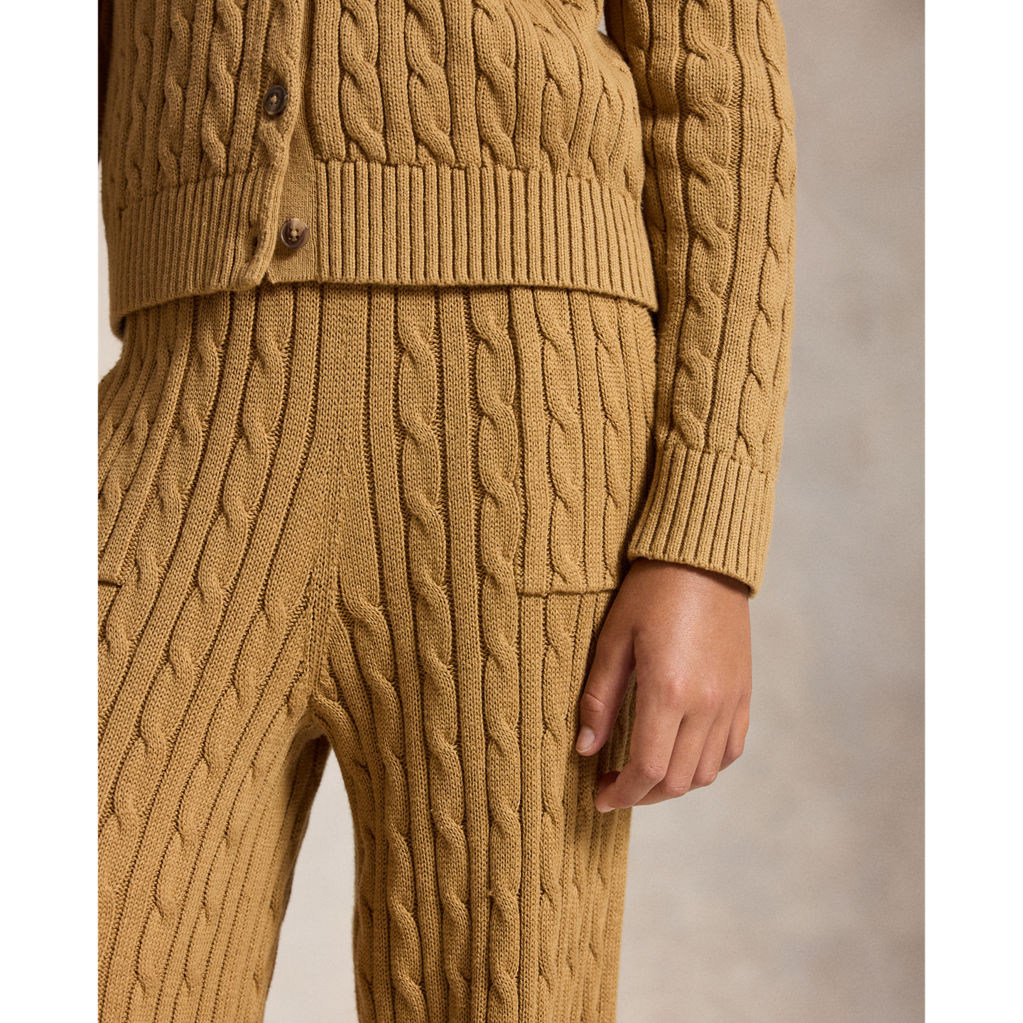 Детские брюки Ralph Lauren Cable-Knit Cotton Wide-Leg Sweater Pant, цвет: Рыжевато-коричневый — фото 3