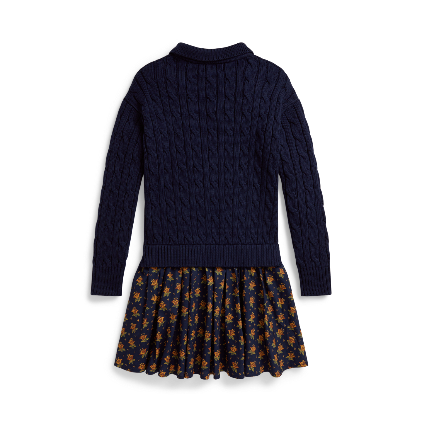 Детское платье Ralph Lauren Cable-Knit Cotton Sweater Dress, цвет: Тёмно-синий — фото 1