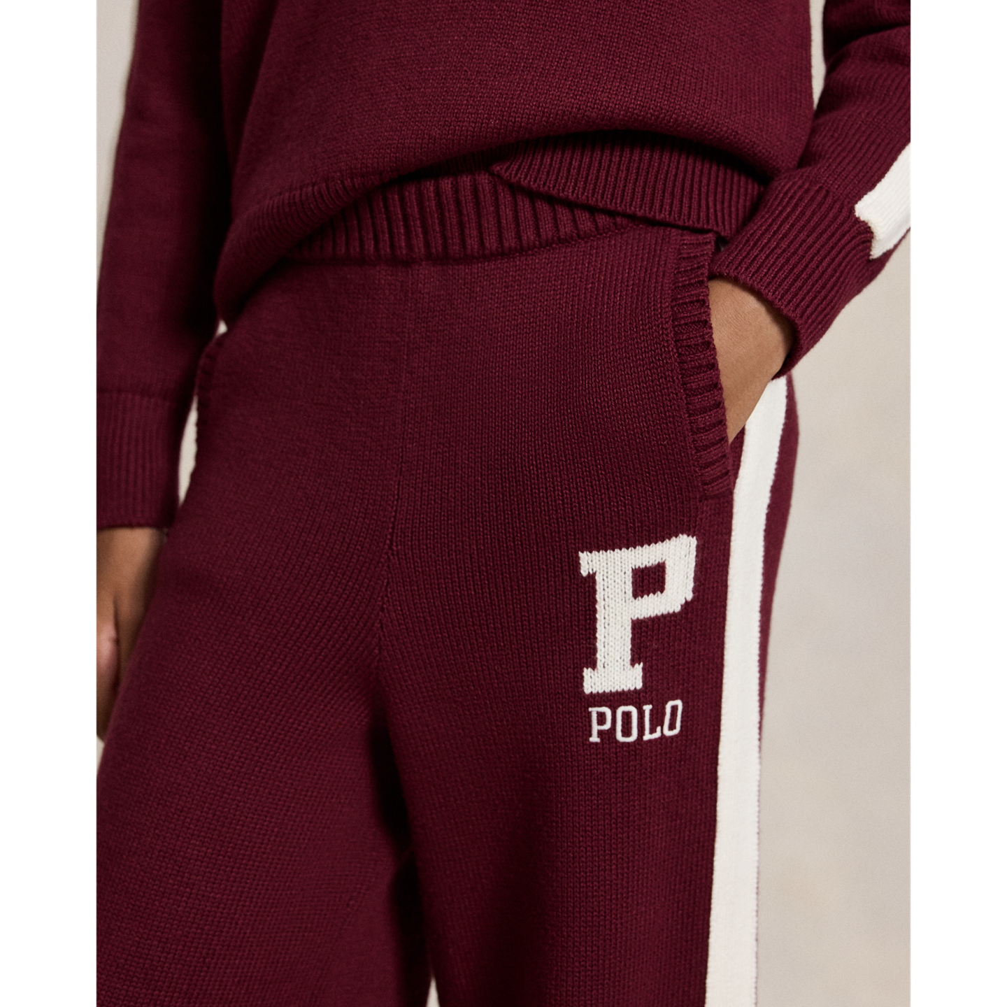Детские брюки Ralph Lauren Logo Cotton-Blend Wide-Leg, цвет: Рубиновый разноцветный — фото 3