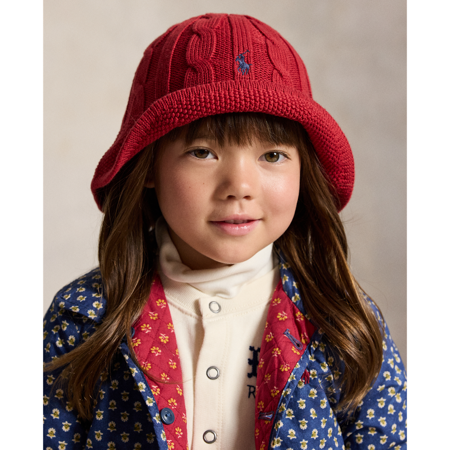 Детская панама Ralph Lauren Cable-Knit Cotton Bucket Hat, цвет: Красный — фото 2