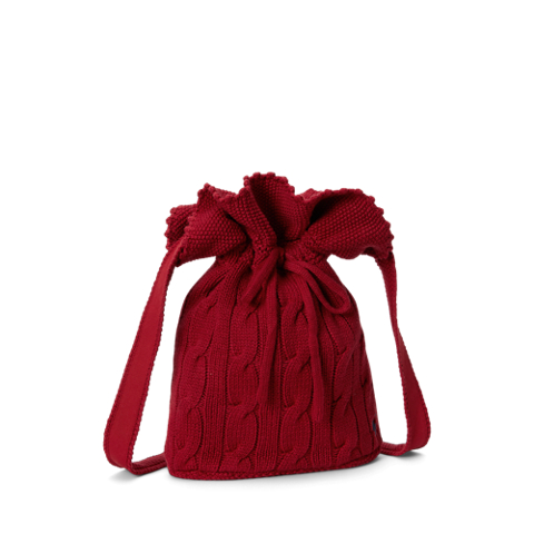 Детские сумки Ralph Lauren Cable-Knit Cotton Drawstring Bucket