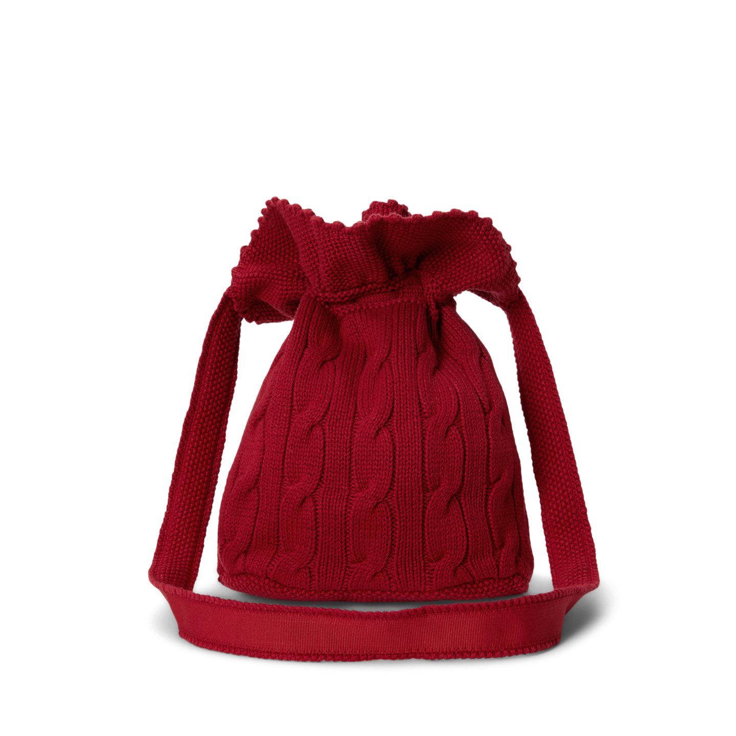 Детская сумка Ralph Lauren Cable-Knit Cotton Drawstring Bucket, цвет: Красный — фото 2