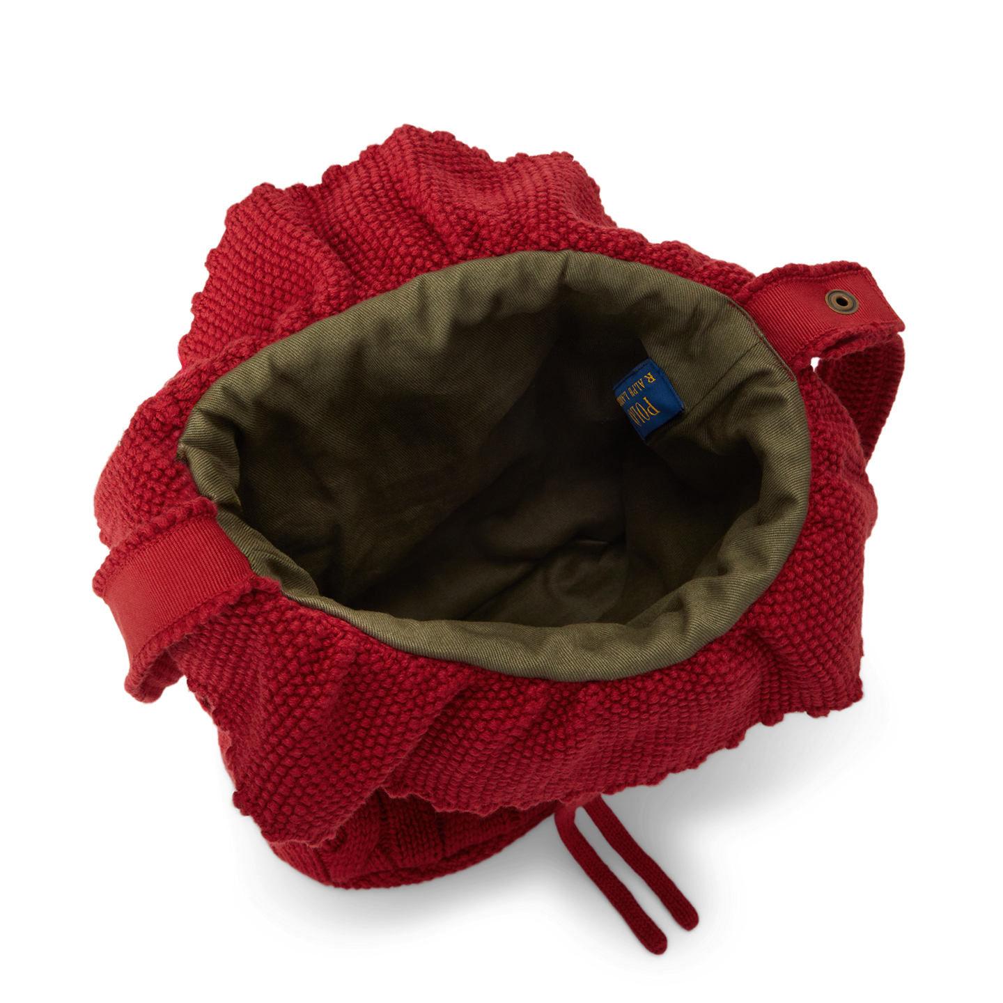 Детская сумка Ralph Lauren Cable-Knit Cotton Drawstring Bucket, цвет: Красный — фото 3