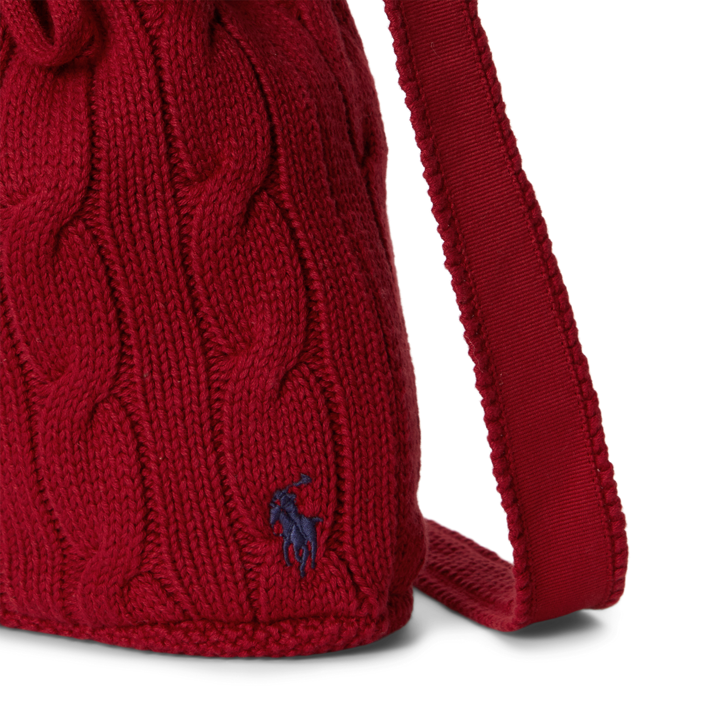 Детская сумка Ralph Lauren Cable-Knit Cotton Drawstring Bucket, цвет: Красный — фото 4