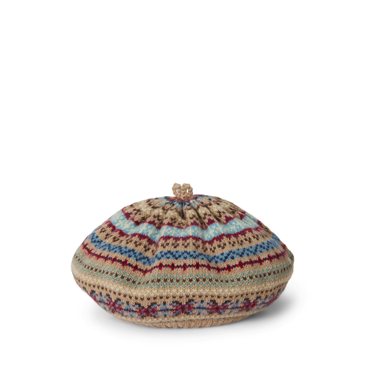 Головные уборы Ralph Lauren Fair Isle Cotton-Wool Beret, цвет: Коричневый меланжевый разноцветный — фото 2