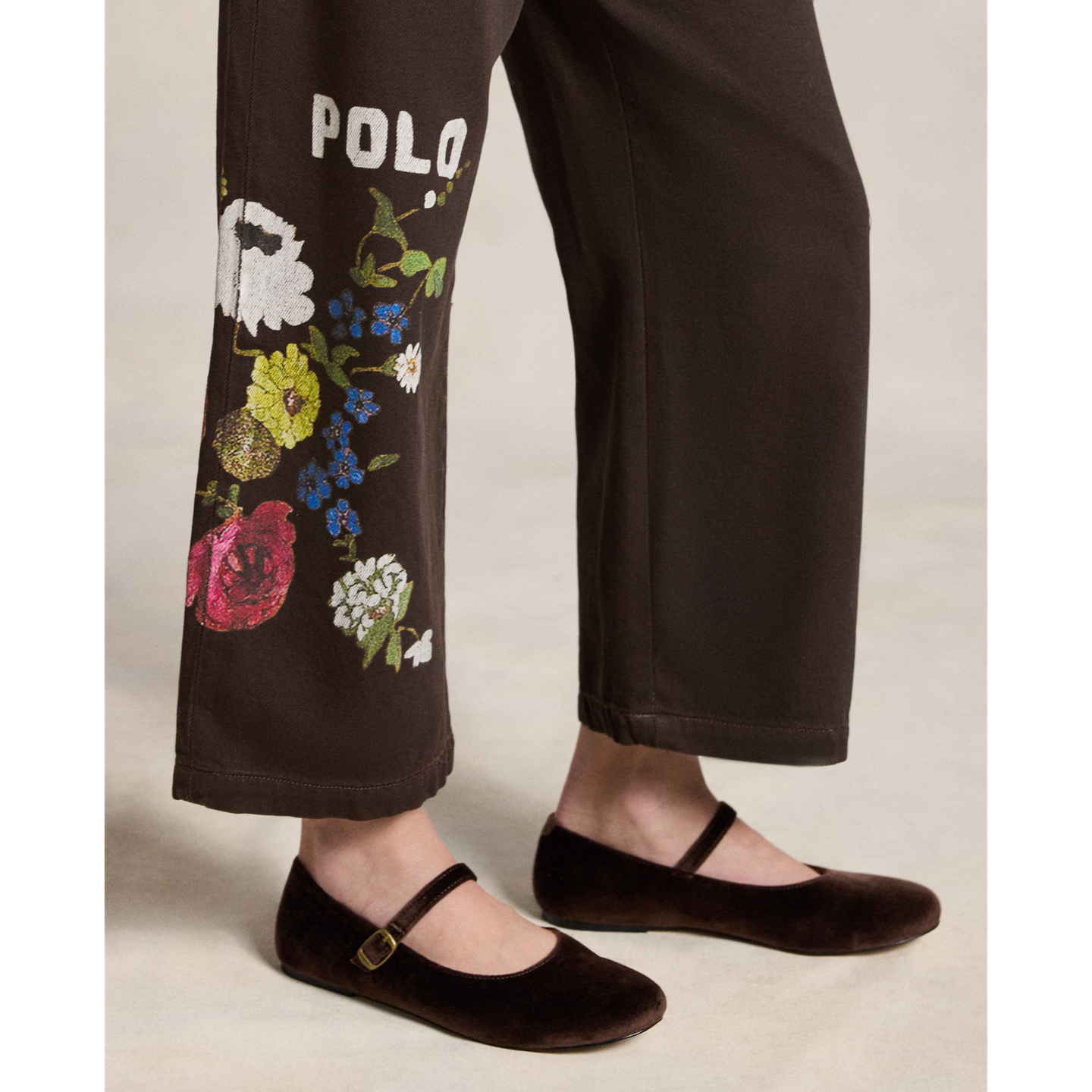 Детские джинсы Ralph Lauren Floral Cropped Wide-Leg, цвет: Варёный — фото 3
