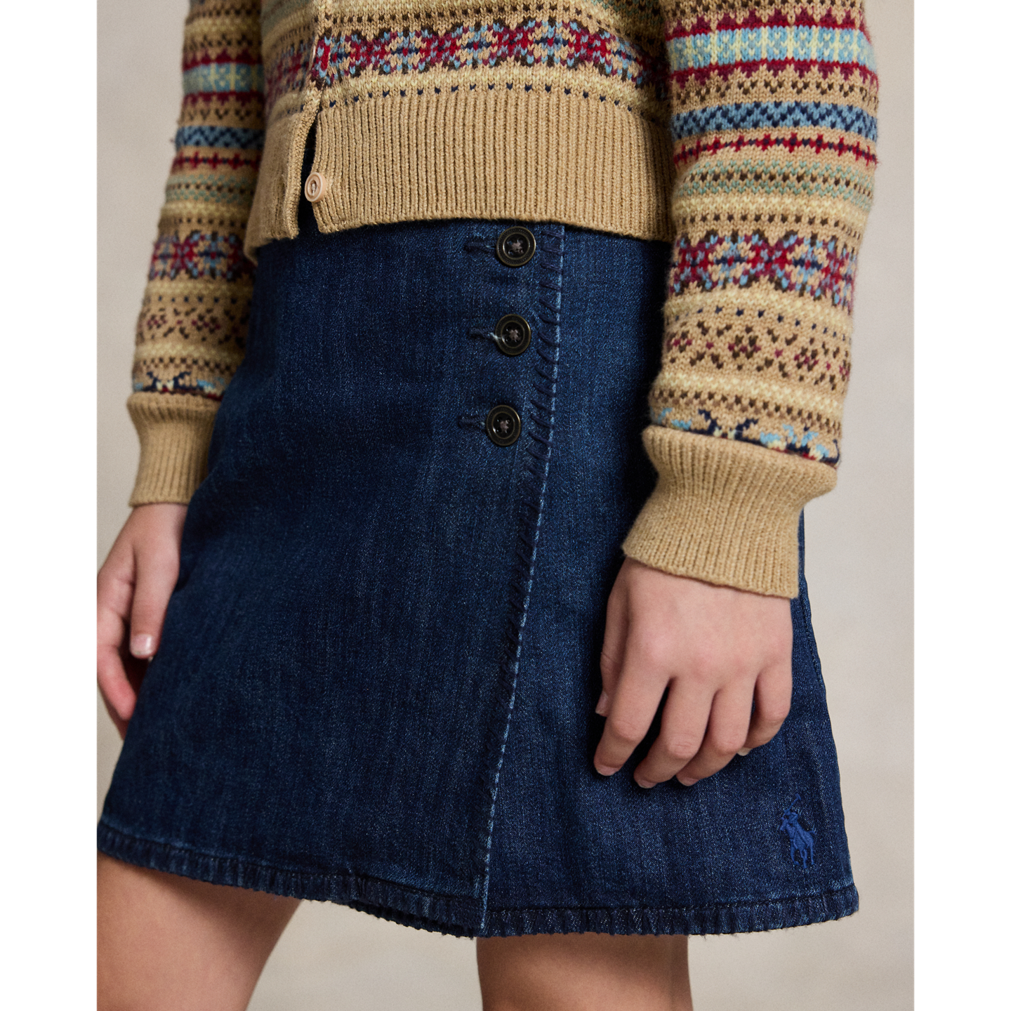 Детская юбка Ralph Lauren Denim Wrap, цвет: Варёный — фото 3