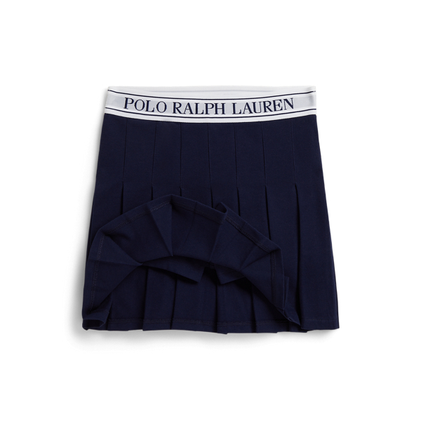 Refined Navy Stretch Mesh Boxy Polo Shirt & Skort Girls 7-16 3