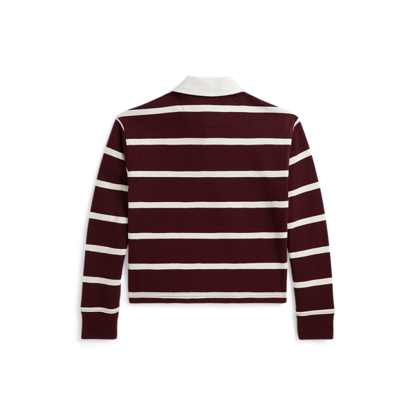 Rich Ruby/Estate Cream Striped Cotton Jersey Rugby Shirt Girls 7-14 Years 2