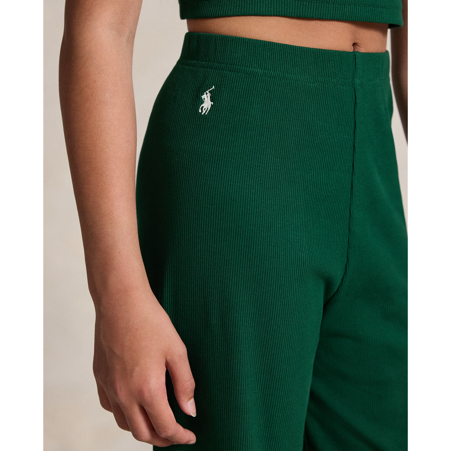 Детские брюки Ralph Lauren Ribbed Wide-Leg, цвет: Тёмно-зелёный — фото 3