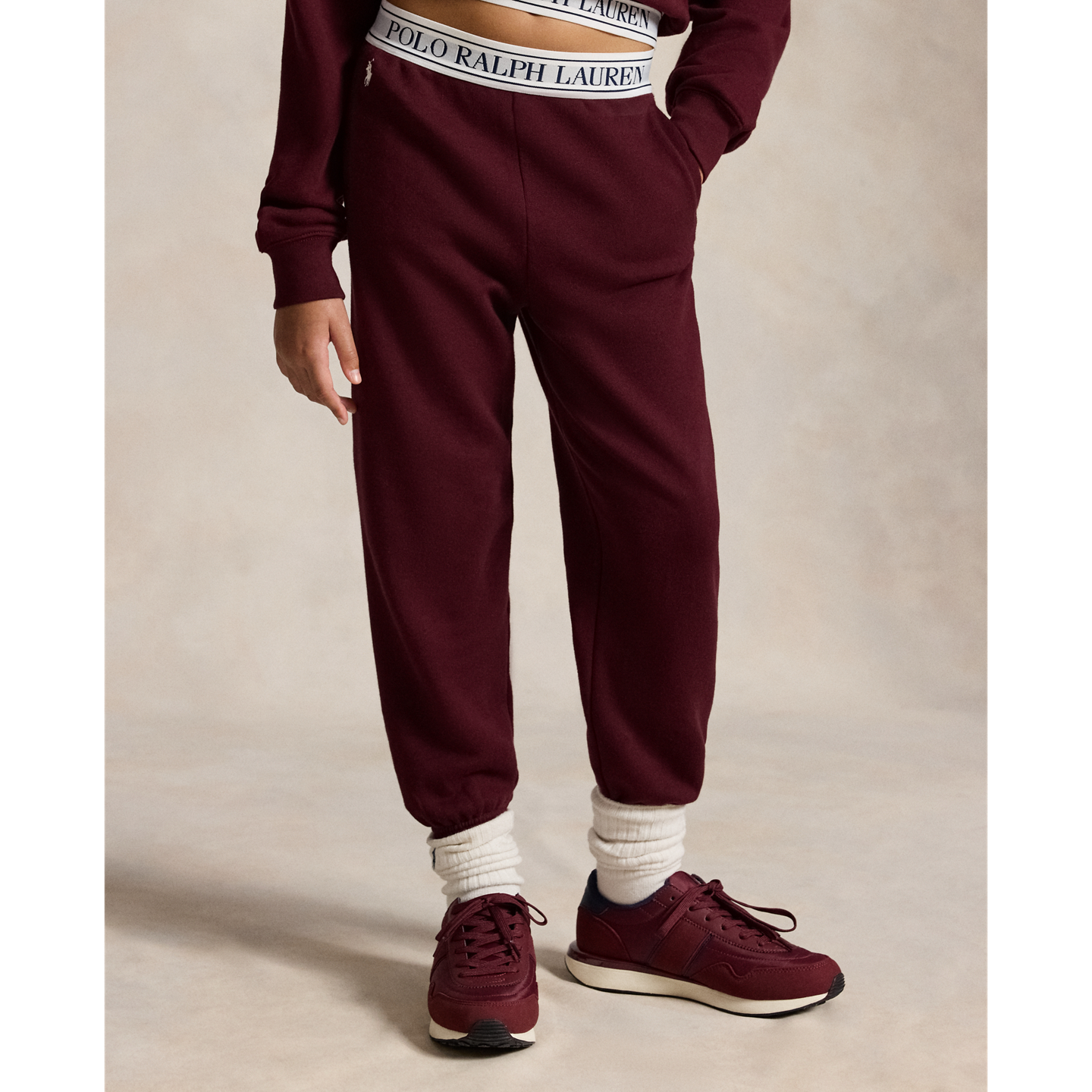 Детские брюки Ralph Lauren Logo French Terry Jogger, цвет: Насыщенный рубиновый — фото 2