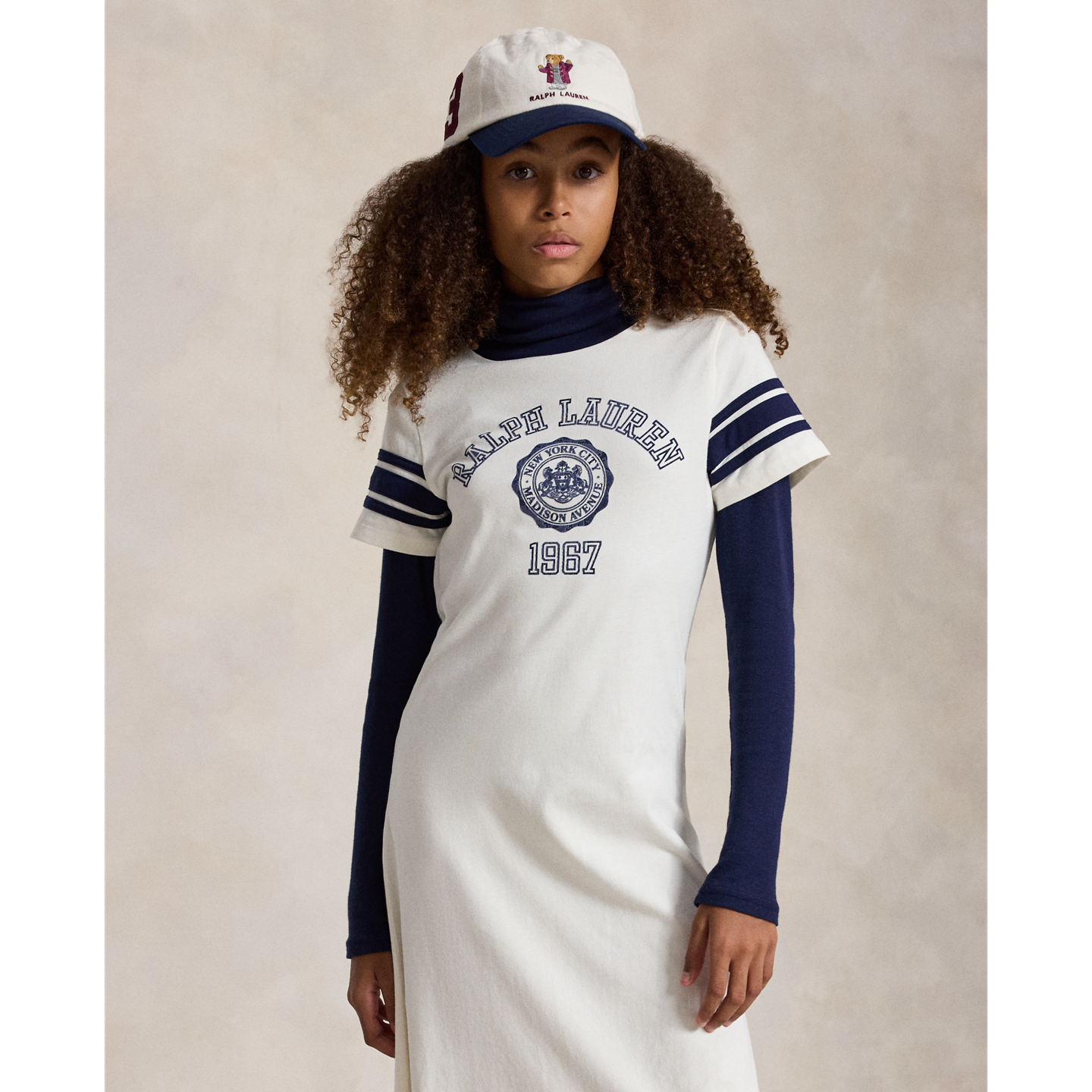Детское платье Ralph Lauren Graphic Cotton Jersey Midi, цвет: Nevis — фото 2