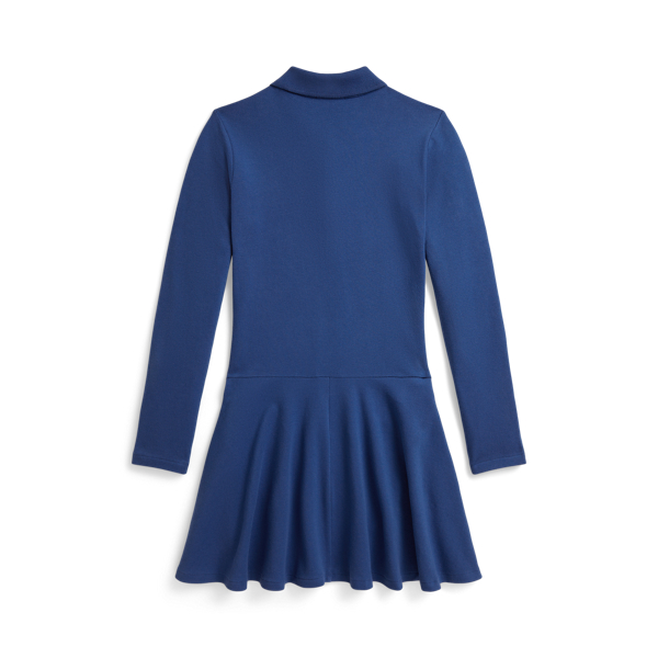 Dusty Azure Stretch Mesh Polo Dress Girls 7-16 2
