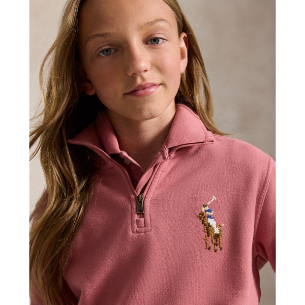 Jersey de felpa con cremallera corta Girls 7-14 Years en Rosa loneta 5