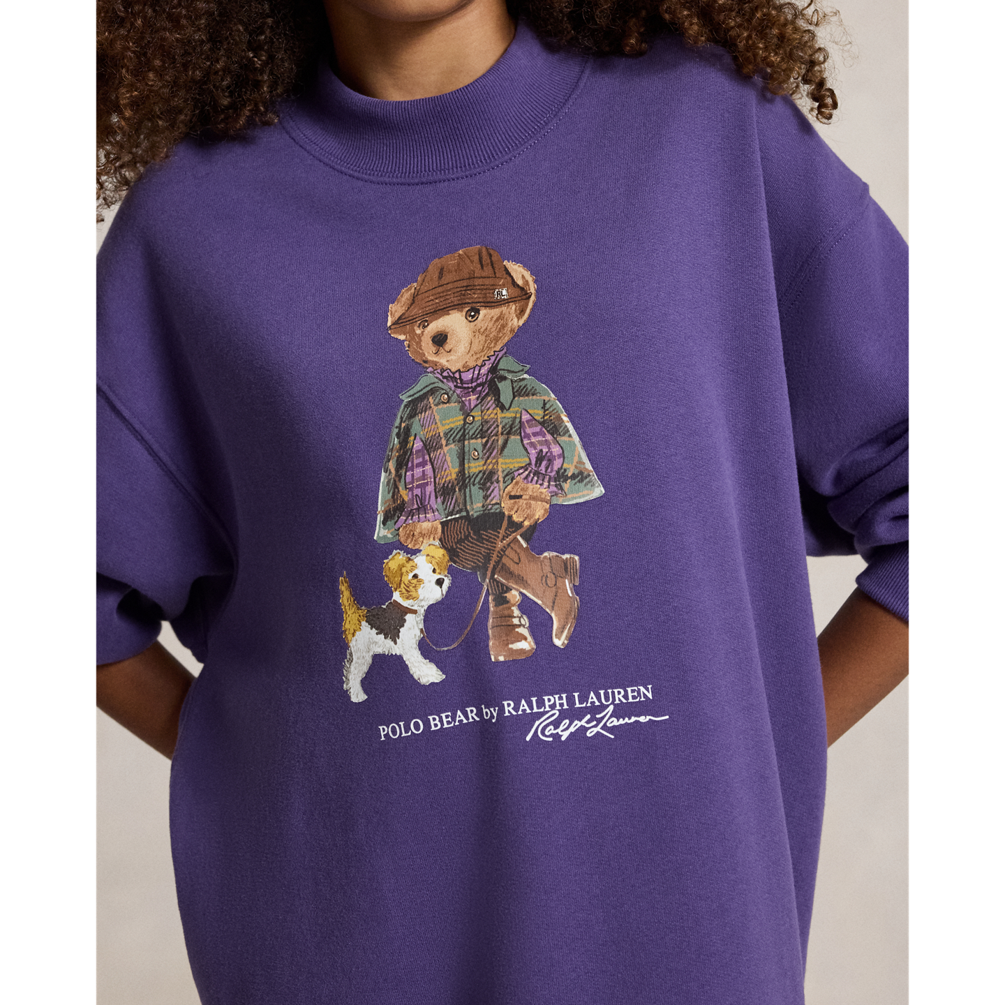 Детское флисовое платье-свитшот Ralph Lauren Polo Bear, цвет: Фиолетовый — фото 3