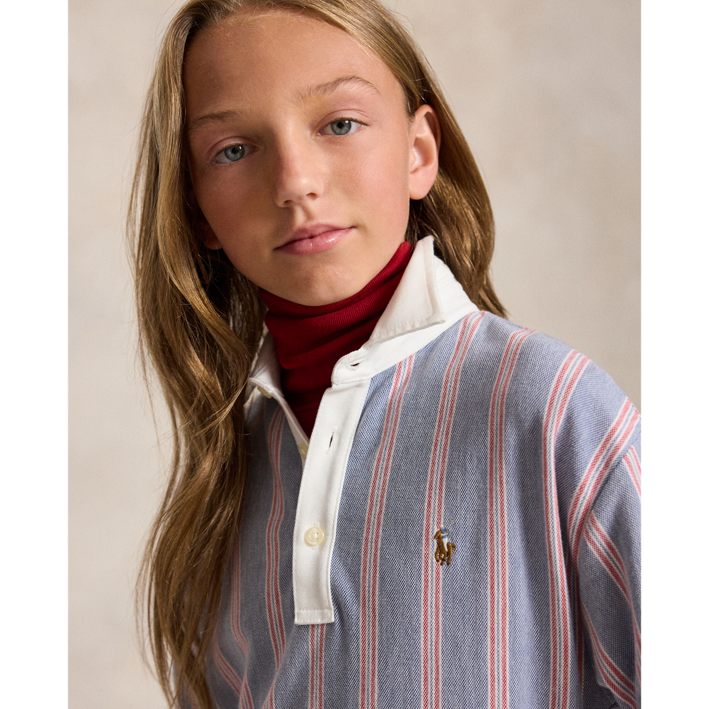 Детское платье Ralph Lauren Striped Cotton Mesh Polo, цвет: Синий разноцветный — фото 3